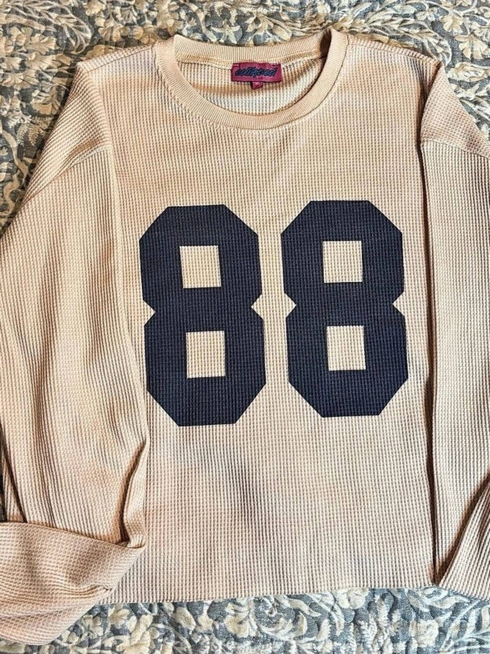 Edikted 88 Waffle Long Sleeve T Shirt Graphic Waffle Long Sleeve Size Small
